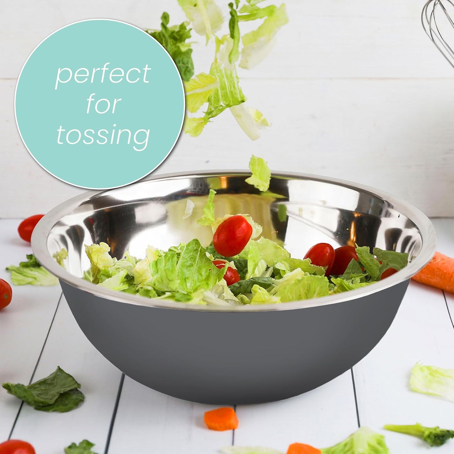 WHYSKO Meal Prep Stainless Steel Mixing Bowl (5-Piece Set) Home, Refrigerator, and Kitchen Food Storage Organizers | Ecofriendly, Heavy Duty, No Lids