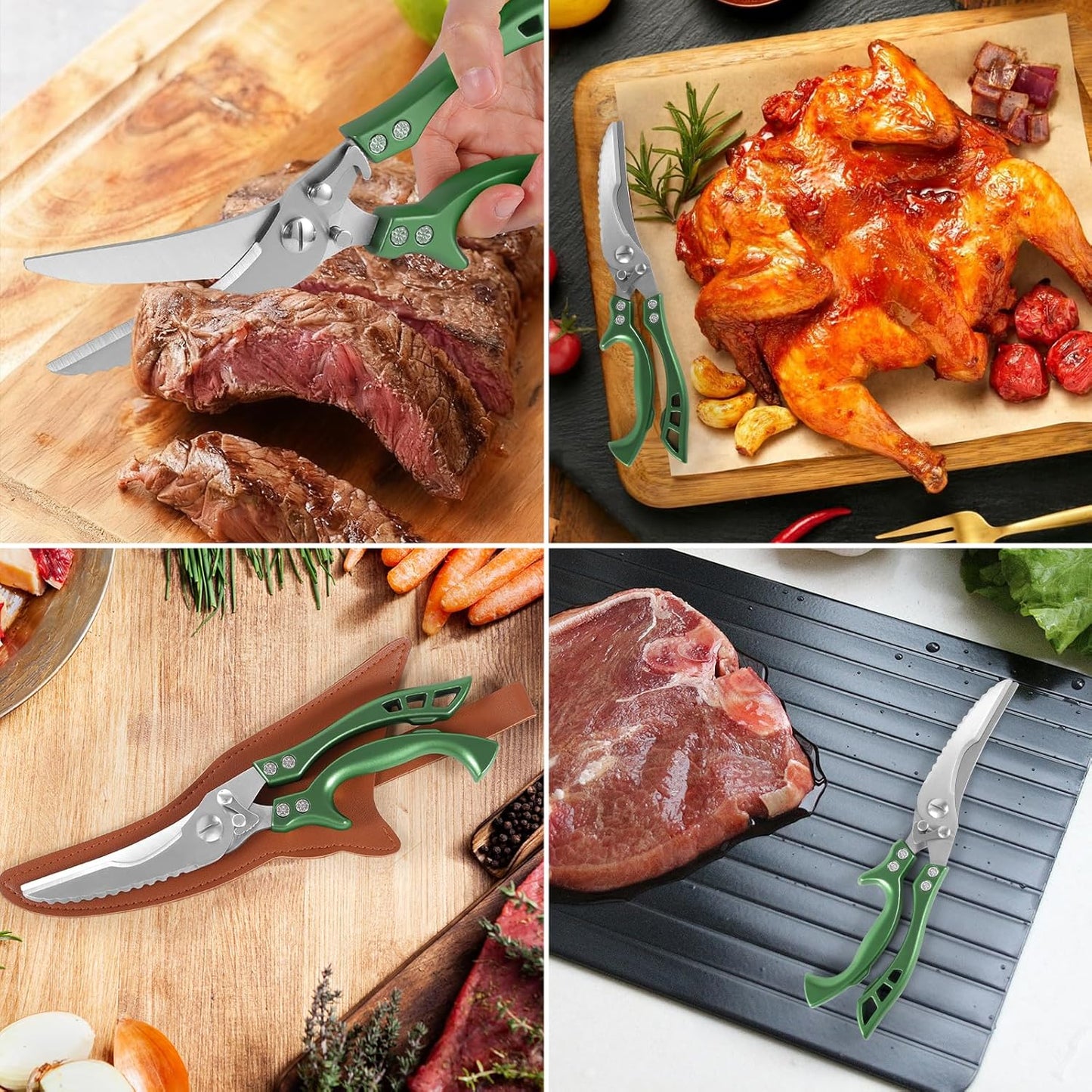 ANDONG Upgrade Heavy Duty Stainless Steel Kitchen Scissors - Professional Poultry Shears for Bone, Meat, Chicken, Fish, Turkey, Vegetables,Spring Loaded Multipurpose Ultra Sharp Utility Scissors