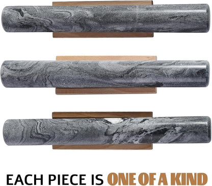 Koville African Natural Marble Rolling Pin, Non-Stick Polished Dough Roller, Pasta, Dumpling, Fondant, Pie Crust, Bread, Pizza Dough, Kitchen Baking Pastry Tools with Mat/Scraper（Namib Fantasy）