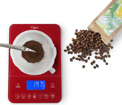 Ozeri Touch III Digital Kitchen Scale with Calorie Counter, 22 lbs (10 kg), Calla Green