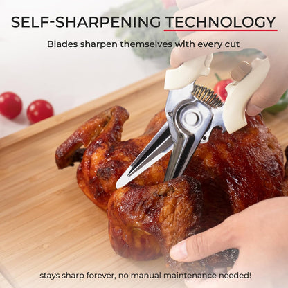 OOU Scissors Titanium Kitchen Scissors Heavy Duty, Scissors all Purpose with Bottle Opener & Nutcracker, Dishwasher Safe Kitchen Shears for Meat, Chicken, Vegetables, Seafood & Herbs, Black