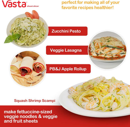 Vasta Veggie & Fruit Sheet Slicer, Stainless Steel Blade, 2 Attachements