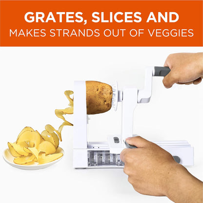 COMMERCIAL CHEF Mini Spiralizer Pasta Maker, Food Spiralizer Set with 4 Blades and Veggie Noodle Maker, Manual Vegetable Spiralizer for Squash, Zucchini, Potatoes, Carrots and More