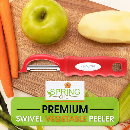 Spring Chef Premium Swivel Vegetable Peeler, Soft Grip Handle and Ultra Sharp Stainless Steel Blades - Perfect Kitchen Peeler For Veggie, Fruit, Potato, Carrot, Apple - Pink Lemonade