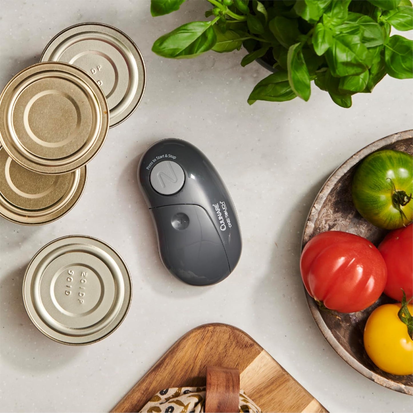 Culinare MagiCan Auto Tin Opener, Grey, Plastic/Stainless Steel, One Hand Operated Manual Can Opener with Clamp