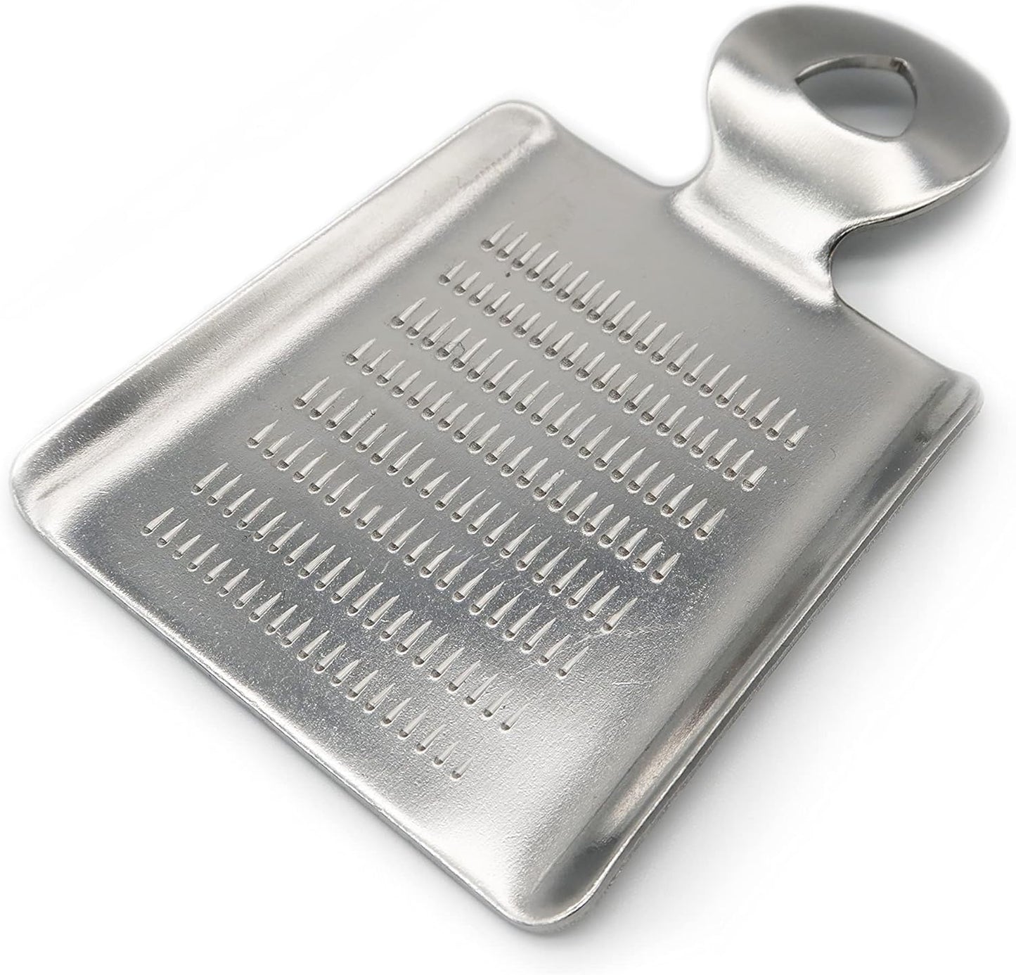 Mini Grater for Small Portion of Whole Nutmeg, Cinnamon Sticks, Fresh Turmeric, Ginger, Garlic, Wasabi, etc. Stainless Steel, Made in Japan Silver 3.6 inch x 2.4 inch x 0.3 inch 00023-110
