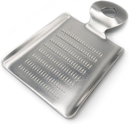 Mini Grater for Small Portion of Whole Nutmeg, Cinnamon Sticks, Fresh Turmeric, Ginger, Garlic, Wasabi, etc. Stainless Steel, Made in Japan Silver 3.6 inch x 2.4 inch x 0.3 inch 00023-110