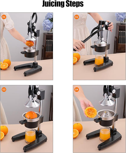 LIU&LIU Citrus Juicer with Lever Press,Hand Press Fruit Juicer with 304 Material Pressure Lid and Filter Screen, Removable and Easy to Clean,Silver