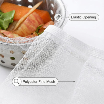 Sink Strainer Bags, 300 Count Disposable Kitchen Sink Drain Mesh Bags, Elastic Fine Net Filter for Food Waste, Universal Fit for Most Sink Strainers