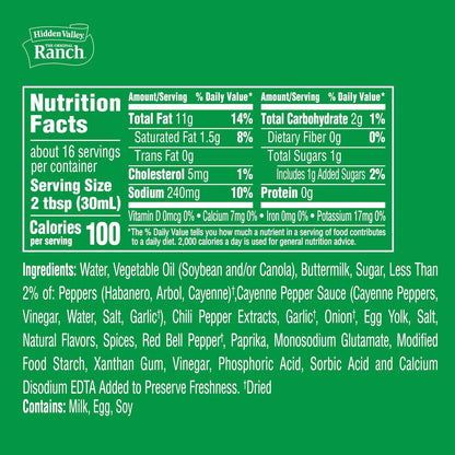 Hidden Valley Spicy Ranch Condiment and Dressing, Easy Squeeze Bottle, 16 fl oz (Package May Vary)