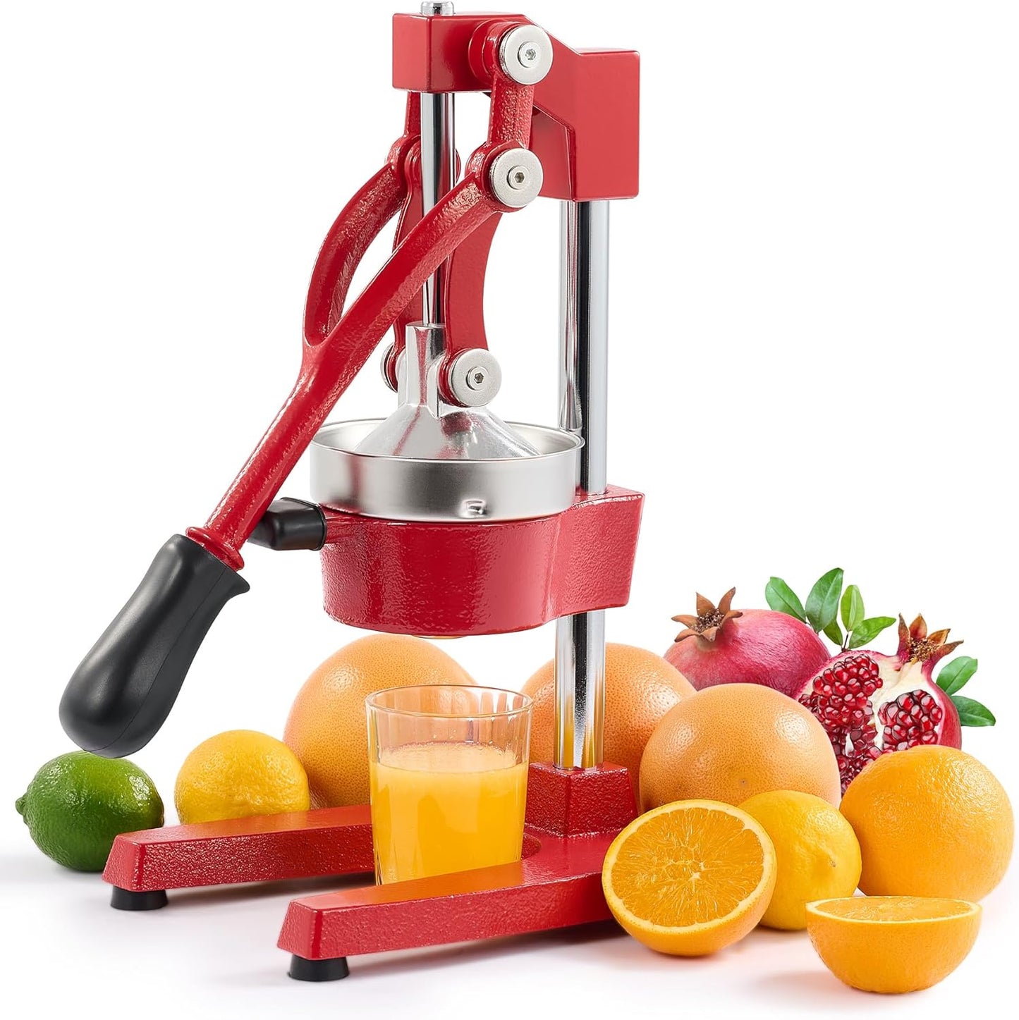 CO-Z Manual Citrus Juicer, Commercial Grade Cast Iron Orange Juicer, Professional Heavy Duty Juice Press with Removable Strainer, Manual Juice Extractor for Orange Lemon Pomegranate Citrus, Black