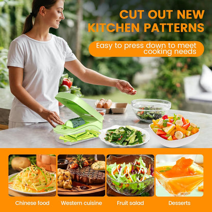 17-in-1 Vegetable Chopper, Multifunctional Veggie Chopper Dicer, Vegetable Cutter with Container, French Fry Cutter for Potatoes, Onion Chopper with Hand Guard, Kitchen Gadgets for Salad, Fruit