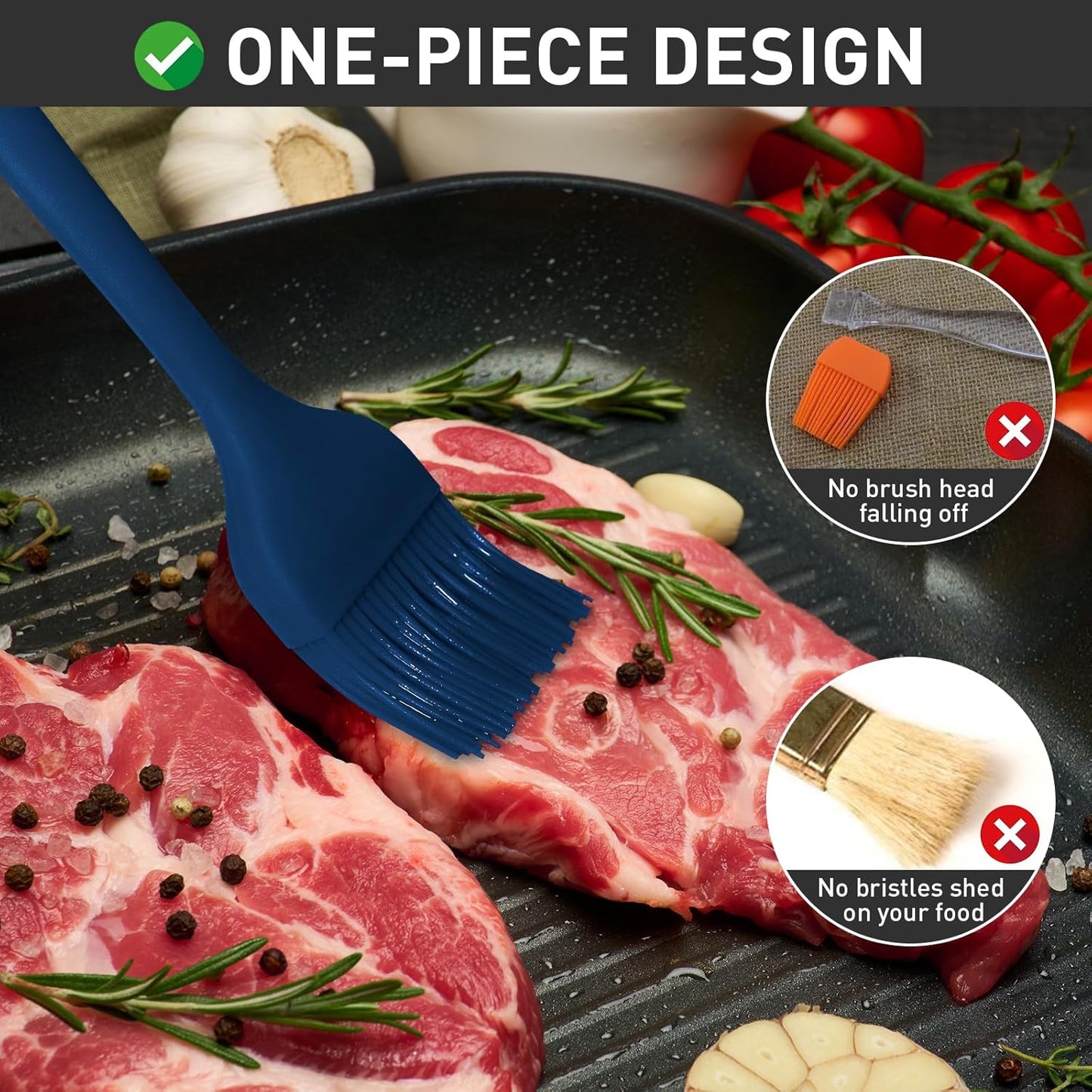 Begonia Silicone Basting Pastry Brush-2pcs Heat Resistant Cooking Brush for Oil, Sauce, Butter, BBQ, Grill and Marinade, BPA Free, Dishwasher Safe （Red）