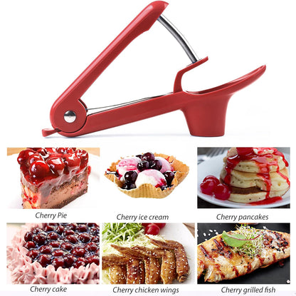 Cherry Pitter - Makmzoon Multi Cherries Corer Stainless Steel Pitter Tool with Labor-Saving Design Safe Lock Design for Making Cherry Jam - 6 Cherries
