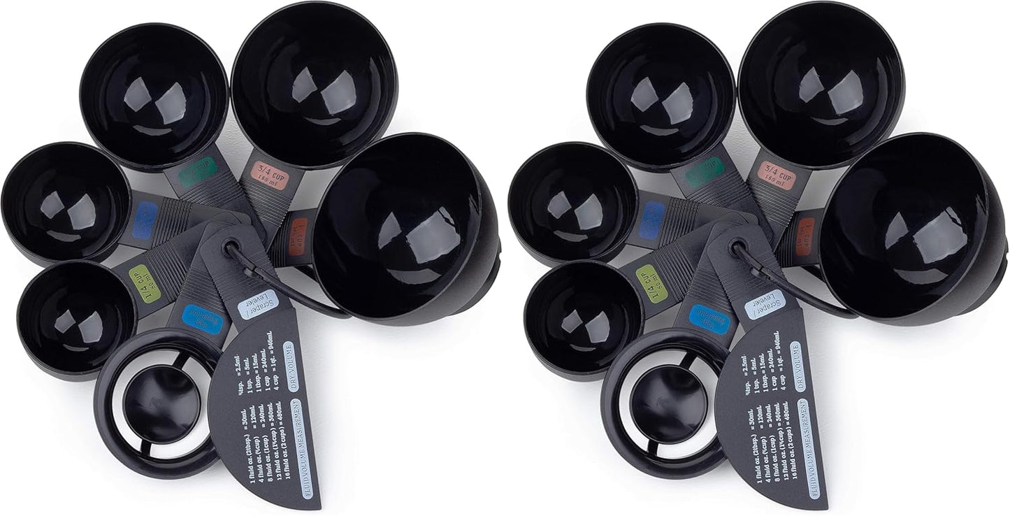 Fox Run Measuring Set, 6 Piece Plastic Measuring Spoon Set, Black, 1/4 TSP to 1 TBL