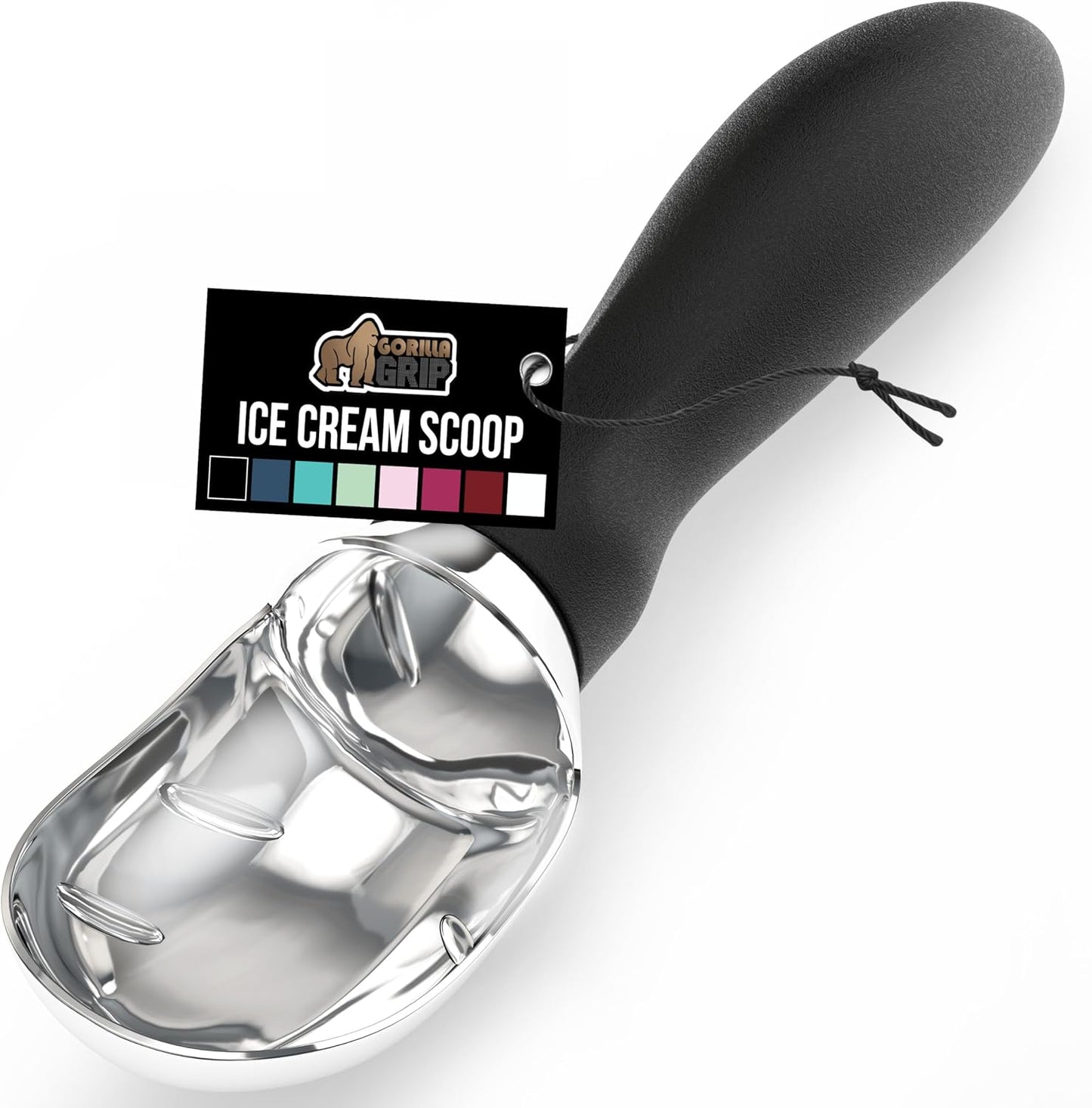 GORILLA GRIP® Heavy Duty Ice Cream Scoop, BPA-Free, Dishwasher Safe, Comfortable Zinc Alloy Handle, Professional Scooper for Hard Gelato, Sorbet, Cookie Dough, Melon, Round Cones, Kitchen Tool, Blue