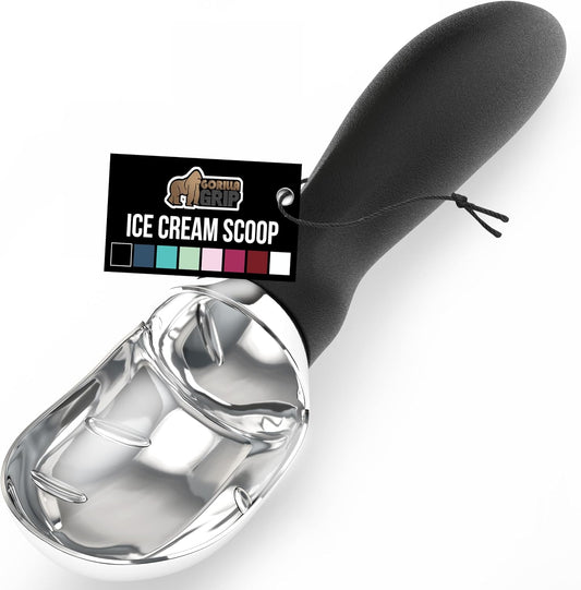 GORILLA GRIP® Heavy Duty Ice Cream Scoop, BPA-Free, Dishwasher Safe, Comfortable Zinc Alloy Handle, Professional Scooper for Hard Gelato, Sorbet, Cookie Dough, Melon, Round Cones, Kitchen Tool, Blue