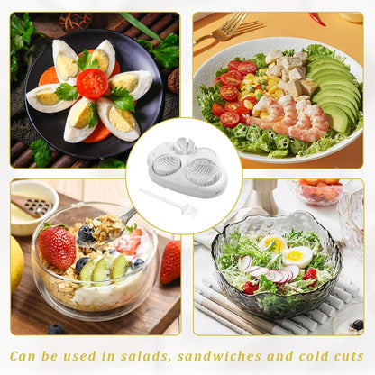 2 Pcs 3 In 1 Egg Slicer,Egg Slicer For Hard Boiled Eggs,Stainless Steel Strawberry Slicer,Egg Cutter,Egg Opener For Hard Boiled Eggs,3 Slice Modes For Strawberry, Mushroom, Grape, Cherry Tomato
