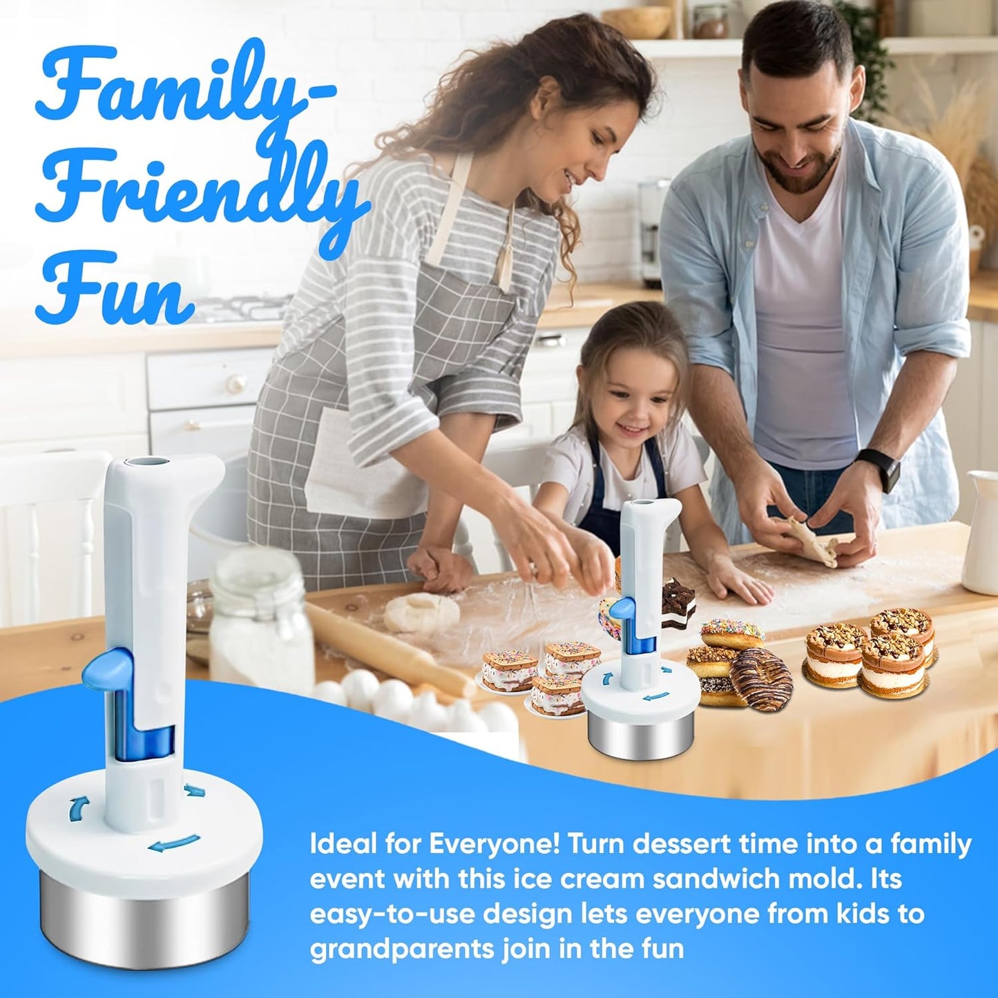 Ice Cream Sandwich Maker Tool, Stainless Steel Ice Cream Cookie Sandwich Maker, Easy Release Sandwich Cookie Scoops, Creative Ice-Cream Burger Making, For Kitchen, Dessert Shop