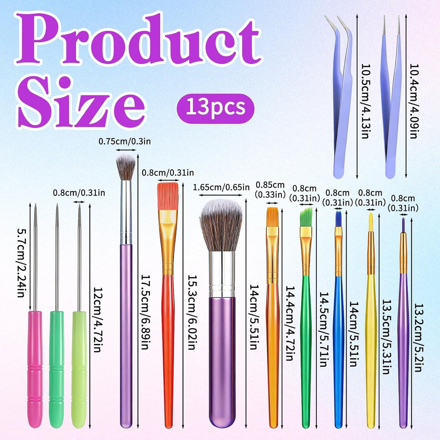 13 Pcs Baking Brush, Cake Candy Decorating Brushes Tools, Cookie Decorating Tools, Scribe Cookie Tool with Elbow and Straight Tweezers for Biscuit Cake Pastry Fondant Decor Supplies