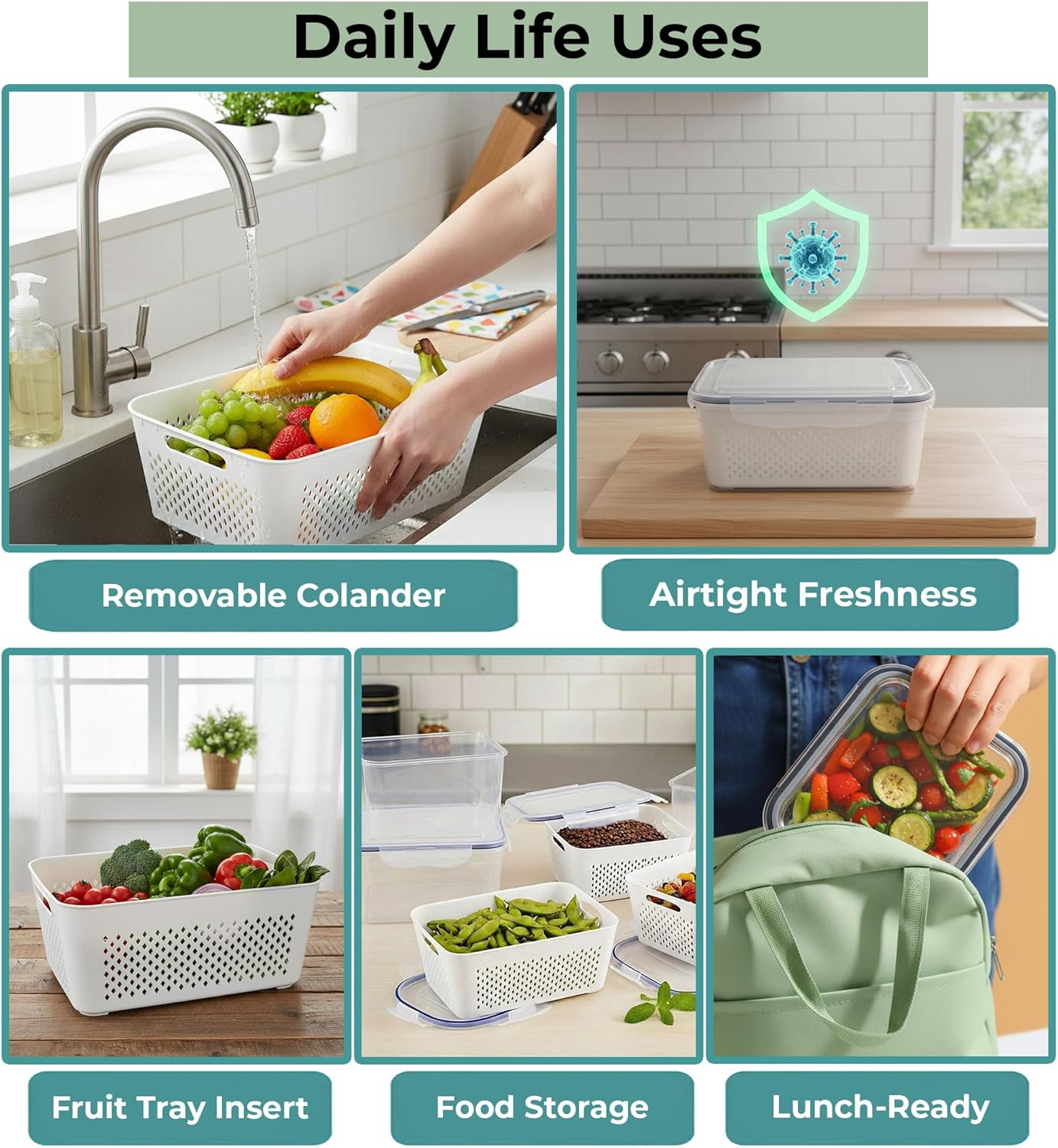 RockBerry 50 Pcs Large Food Storage Containers with Lids Airtight-85 OZ to small Containers-Total 526OZ Stackable Kitchen Set -BPA Free Leak proof containers- Freezer Microwave safe