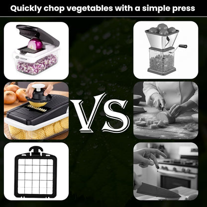 Compact Premium Vegetable Chopper, Mandoline Slicer, Veggie Chopper Food Chopper Container, Vegetable Cutter, Onion Salad Vegetable Chopper, Fruit Slicer, Shredding (White & Black)