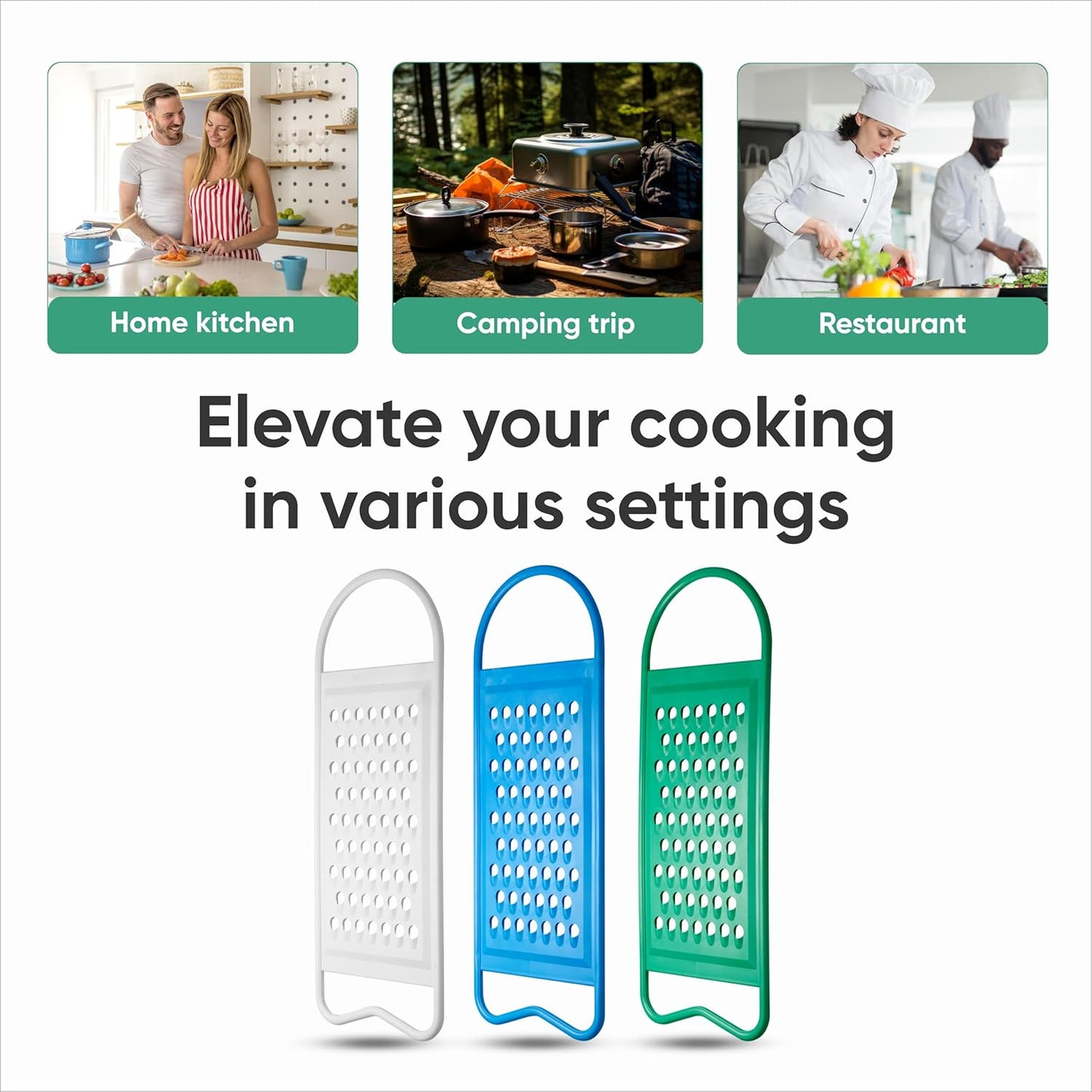 Graters for Kitchen - Shredder Kitchen with Handle - Flat Hand Grater - Plastic Graters, Peelers & Slicers for Potatoes, Carrots, Eggs, Mushrooms, Chocolate, Cheese