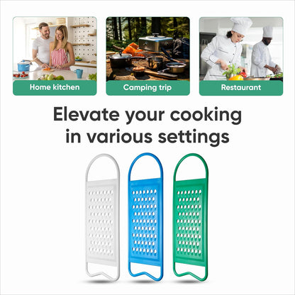 Graters for Kitchen - Shredder Kitchen with Handle - Flat Hand Grater - Plastic Graters, Peelers & Slicers for Potatoes, Carrots, Eggs, Mushrooms, Chocolate, Cheese