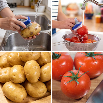 Aodaer 4 Pieces Vegetable Brush Potato Scrubber Brush Silicone Hard and Soft Side Fruit Cleaning Tools for Delicate or Tough-Skinned Vegetables