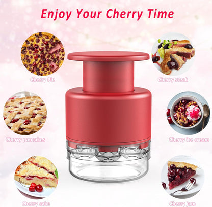 Cherry Pitter - Makmzoon Multi Cherries Corer Stainless Steel Pitter Tool with Labor-Saving Design Safe Lock Design for Making Cherry Jam - 6 Cherries