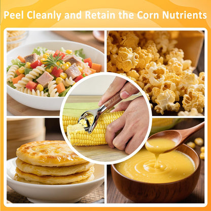 Stainless Steel Corn Peeler, Durable Corn on the Cob Stripper Tool with Solid Wood Good Grip Handle for Salad Polenta Pizza Popcorn Cooking Gifts for Woman Her Mom Birthday (Exotic Ebony)