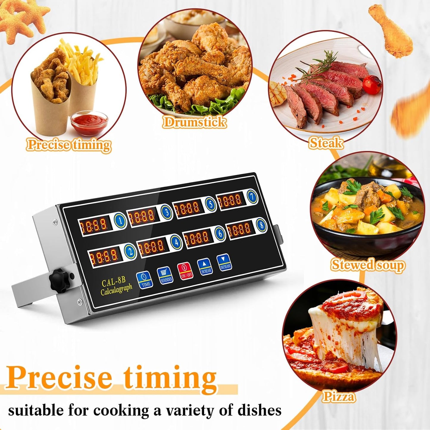 Relaxweex 2 Pack Commercial 8 Channel Digital Kitchen Timer, Multi-Countdown Timer with Loud Alarm & Large LCD Display, Wall Mount or Countertop for Restaurant, Fry Station, Baking & Lab Use