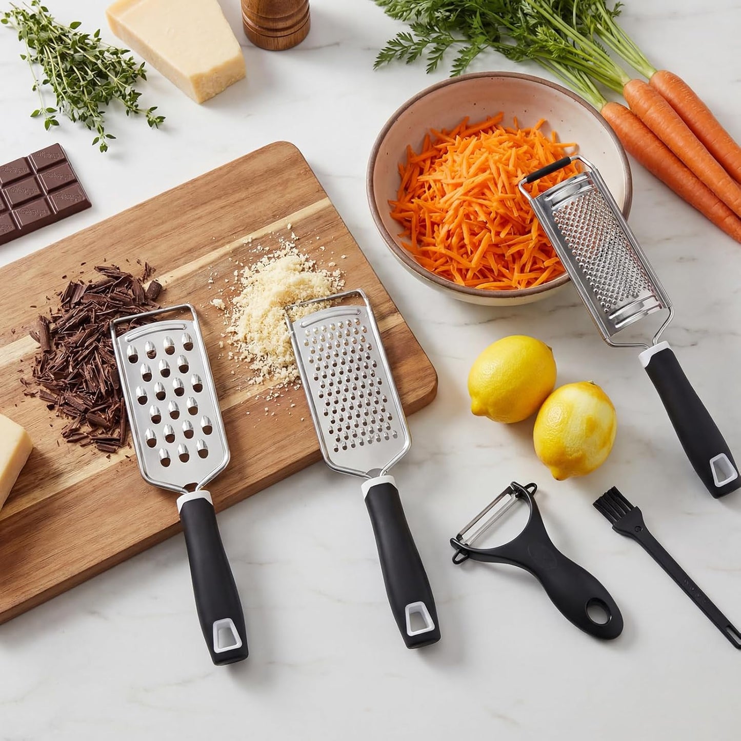 5 Pcs Zester Grater Set Cheese Grater with Stainless Steel Blade for Kitchen Tool for Parmesan Cheese, Ginger, Garlic, Nutmeg, Chocolate, Vegetables, Fruits Dishwasher Safe