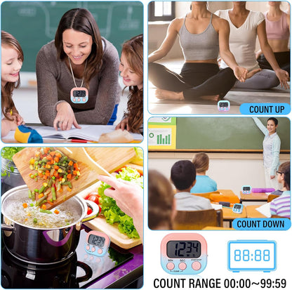 Weewooday 24 Pcs Digital Kitchen Timer Magnetic Timer Bulk On/Off Switch Minute Second Count up Countdown Loud Alarm for Exercise Cook Baking (Black,White)