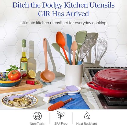 GIR: Get It Right 5-Piece Silicone Ultimate Kitchen Utensils Set - Ladle, Spatula, Flip, Spoon & Spoonula - Non-Toxic Cooking Utensils for Nonstick Cookware, Cooking and Baking - Black