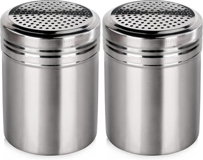 New Star Foodservice 28478 Stainless Steel Dredge Shaker, 10-Ounce, Set of 2