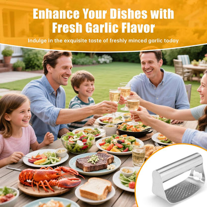 Garlic Press Rocker,Manual Crusher & Mincer with Ergonomic Handle for Easy Cleaning,Rust Proof Kitchen Tool for Ginger (Silverblack)