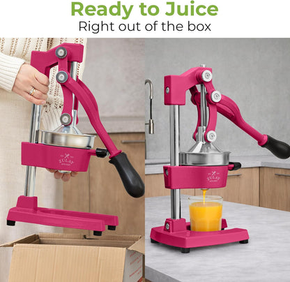Zulay Kitchen Cast Iron Juicer - Heavy Duty Manual Juicer with Detachable Strainers for Easy Cleaning, Orange Juice Press for Citrus Fruits, Perfect for Bartenders, Juice Lovers & Health Enthusiasts