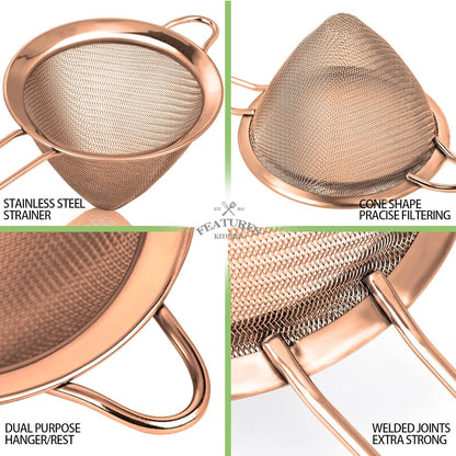 2 Pack Stainless Steel 18/8 Small Food Strainer, Fine Mesh Sieve with Long Handle, Cocktail Strainer For Cocktails, Tea Herbs, Coffee & Drinks, Rust Proof & Great as Tea Strainer, 3.5inch