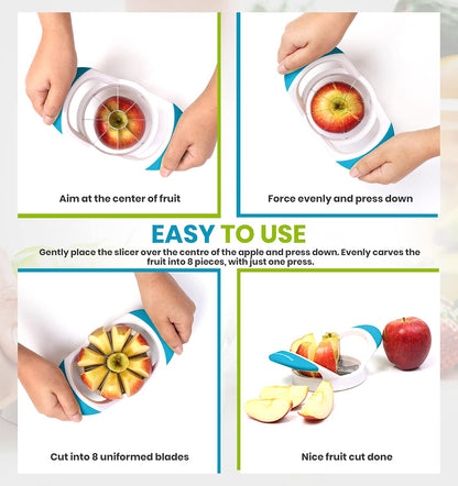 Utopia Kitchen Apple Corer and Slicer Fruit Cutter Apple Divider Wedger Stainless Steel Slicer for Fruits and Vegetables Ergonomic Handle Easy Grip 8 Sharp Blades Blue