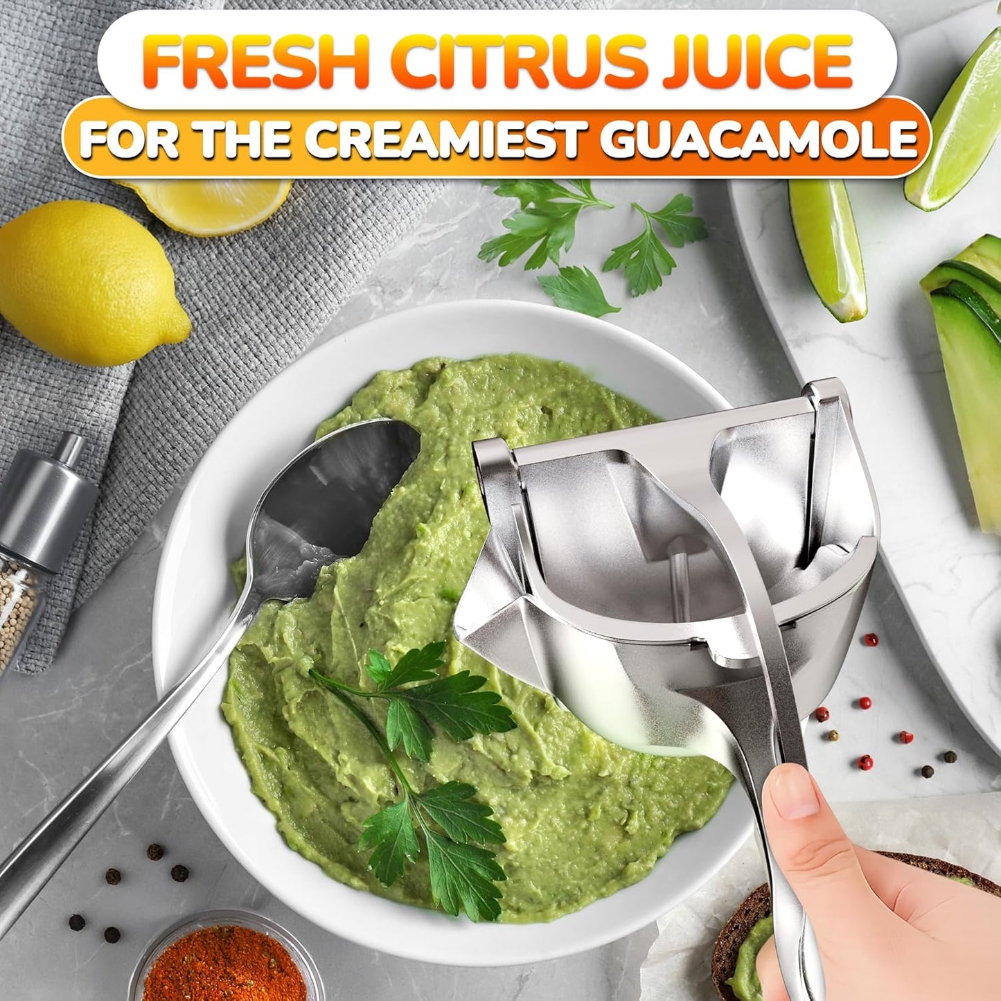Hand Juicer Squeezer - Aluminum Manual Juicer Hand Press with Ergonomic Handle, 20 Oz Large Capacity Lemon Squeezer for Pomegranate, Orange, Lime & Citrus Fruits with Direct Pour Spout, Hand Wash Only