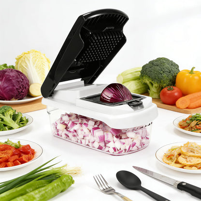 Mandoline Slicer for Kitchen, Vegetable Chopper & Dicer, Professional Food Slicer with Stainless Steel Blades, Safe Veggie Chopper for Onion Potato Carrot Fruit, Easy to Clean