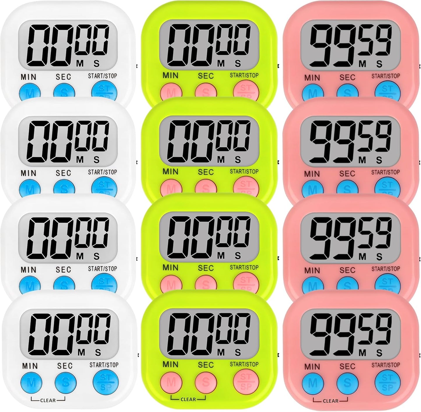 ZILLEEN 6 Pack Kitchen Timers for Cooking Digital Classroom Timers for Kids Teachers Blue Green Purple