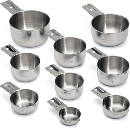 Hudson Essentials Stainless Steel Measuring Cups and Spoons Set - Stackable Set with Spout (11 Piece Set)