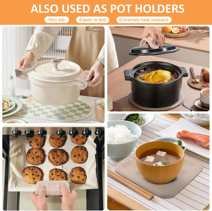 Silicone Trivet Mats 6 Pack Trivets for Hot Dishes Hot Pads for Kitchen, Trivets for Hot Pots and Pans,Heat-Resistant Non-Slip Dinner Plate Mat (Brown)