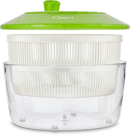 Ozeri Italian Made Fresca Salad Spinner and Serving Bowl, BPA-Free, Green, 4.4 qt