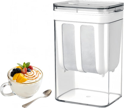 Yogurt Strainer—【1.9QT/0.475GAL Total】 & 【0.9QT/0.23GAL Filter】, Yogurt Strainer Greek Yogurt Strainer Yogurt Press, BPA-Free PP Strainer for Whey Separation（Totle1.9QT）