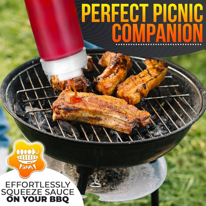 6 Pcs Condiment Squeeze Bottles 16 Oz - 9.2x2.44" Clear Bottles With Self-Closing Valve, Flexible, Easy to Clean and Fill - Dispenser for Sauces and Dressings