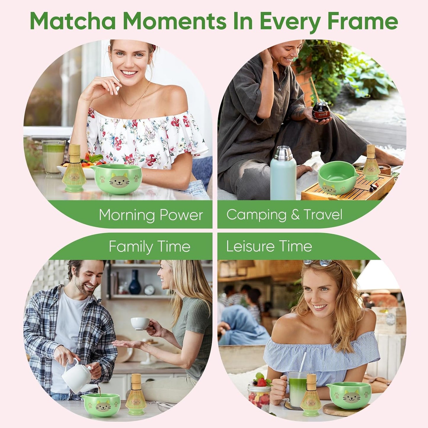 Matcha Whisk Set, 5Pcs Ceramic Matcha Set Includes Matcha Bowl, Matcha Whisk and Holder, Bamboo Scoop and Sifter, Ideal Matcha Bowl Set for Authentic Matcha Tea Experience