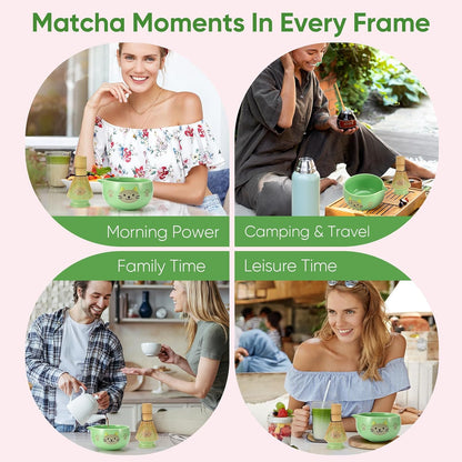 Matcha Whisk Set, 5Pcs Ceramic Matcha Set Includes Matcha Bowl, Matcha Whisk and Holder, Bamboo Scoop and Sifter, Ideal Matcha Bowl Set for Authentic Matcha Tea Experience